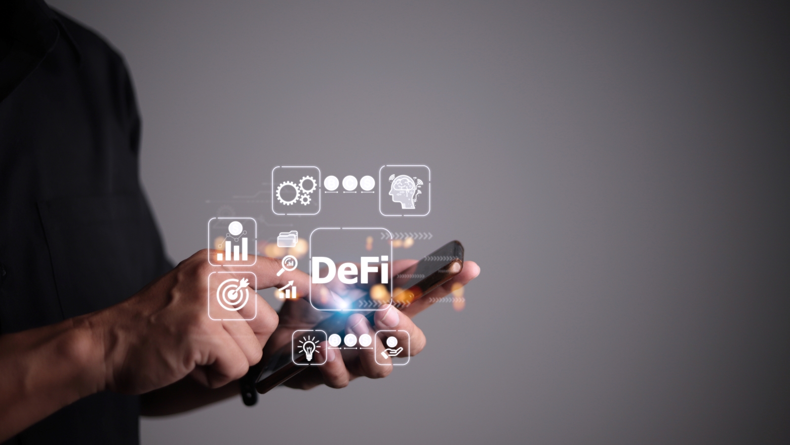 Hand tapping mobile phone